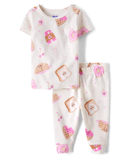 Baby And Toddler Girls Breakfast Snug Fit Cotton Pajamas