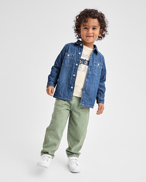Baby And Toddler Boys Garment Dyed Barrel Jeans