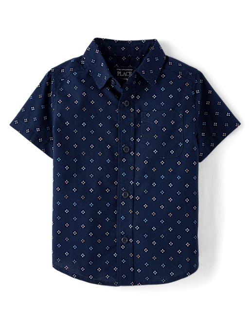 Chemise boutonnée en popeline imprimée pour bébés et petits garçons