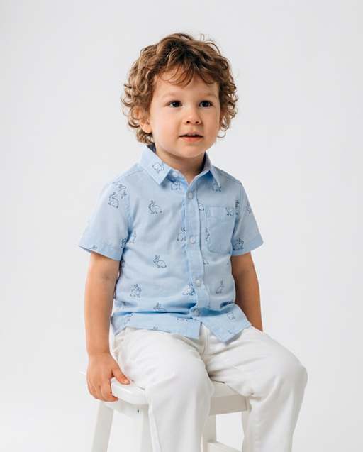 Baby And Toddler Boys Dad And Me Bunny Poplin Button Up Shirt