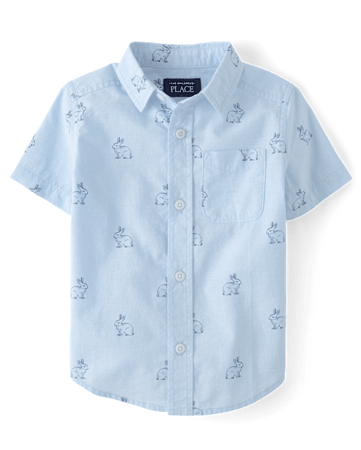 Baby And Toddler Boys Dad And Me Bunny Poplin Button Up Shirt