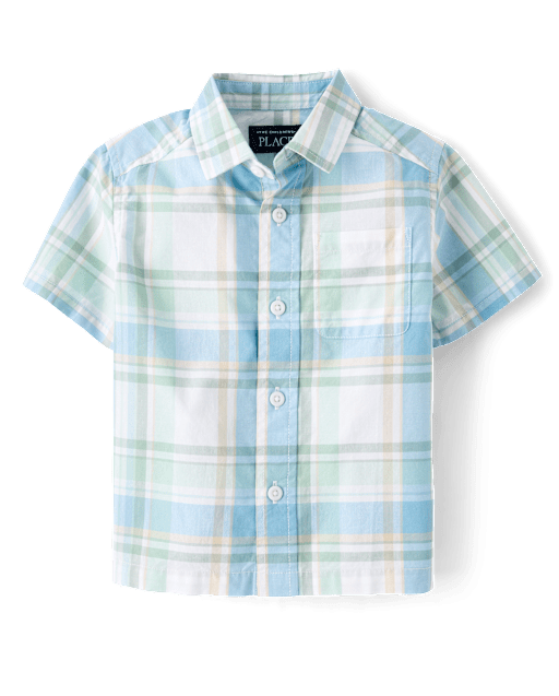Baby And Toddler Boys Plaid Poplin Button Up Shirt