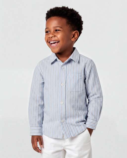 Chemise Oxford rayée à boutons pour bébés et petits garçons