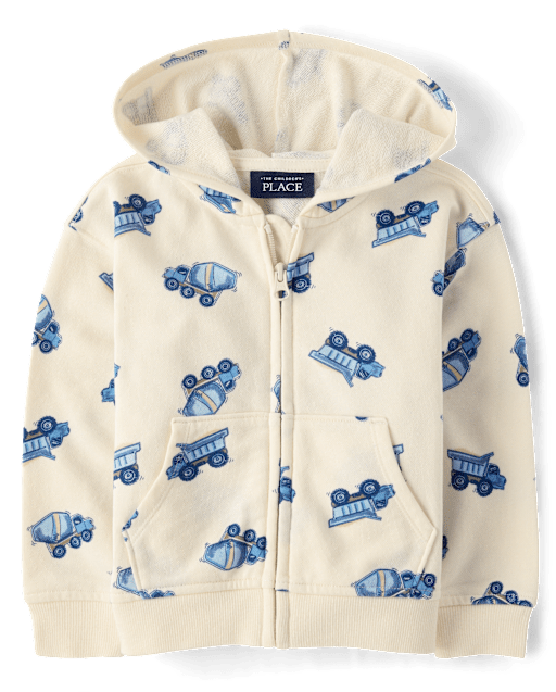 Baby And Toddler Boys Construction Vehicle French Terry Zip Up Hoodie