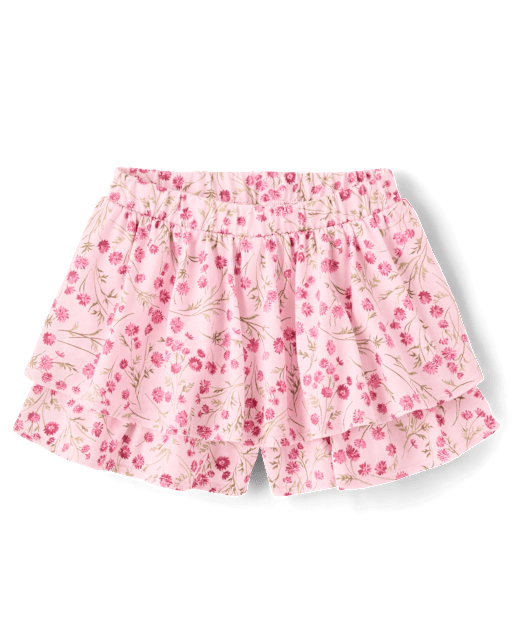 Toddler Girls Floral Tiered Ruffle Skort