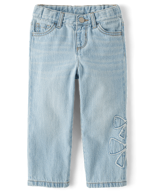 Toddler Girls Applique Bow Slouchy Jeans