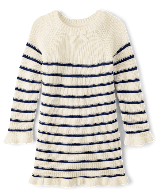 Baby And Toddler Girls Striped Ruffle Sweater Dress