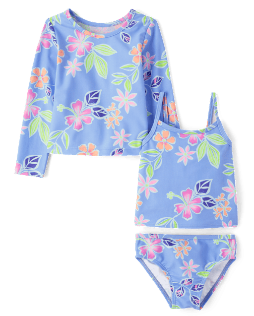 Toddler Girls Tropical 3-Piece Swimsuit