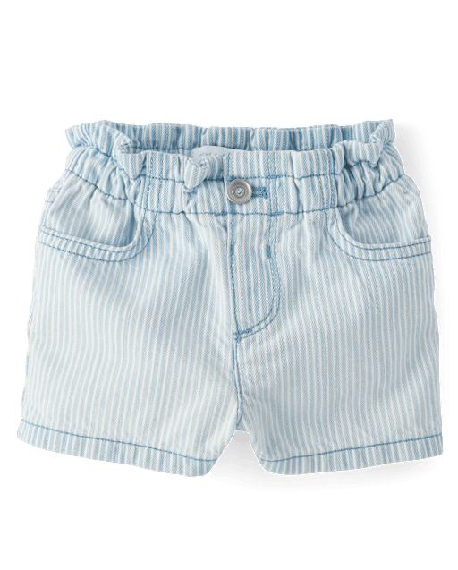 Baby And Toddler Girls Railroad Striped Shortie Jean Shorts