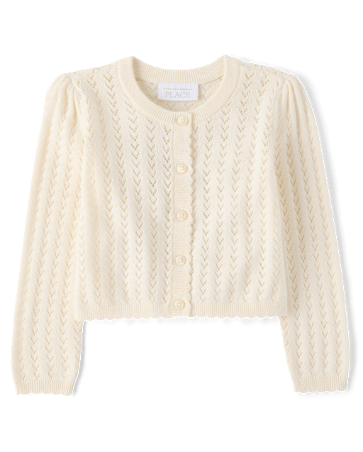 Toddler Girls Scalloped Pointelle Cardigan