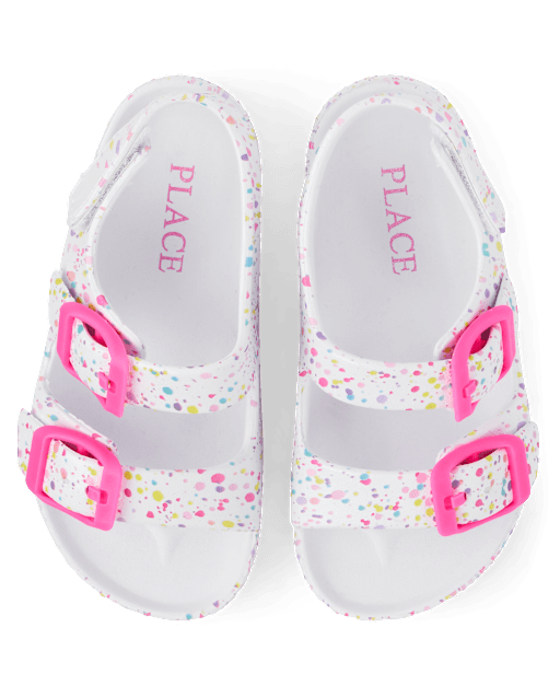 Toddler Girls Paint Splatter Buckle Slides