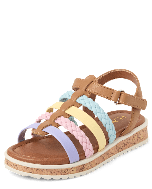 Toddler Girls Rainbow Braided Sandals