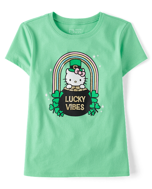 Girls Hello Kitty® Glitter St. Patrick's Day Graphic Tee