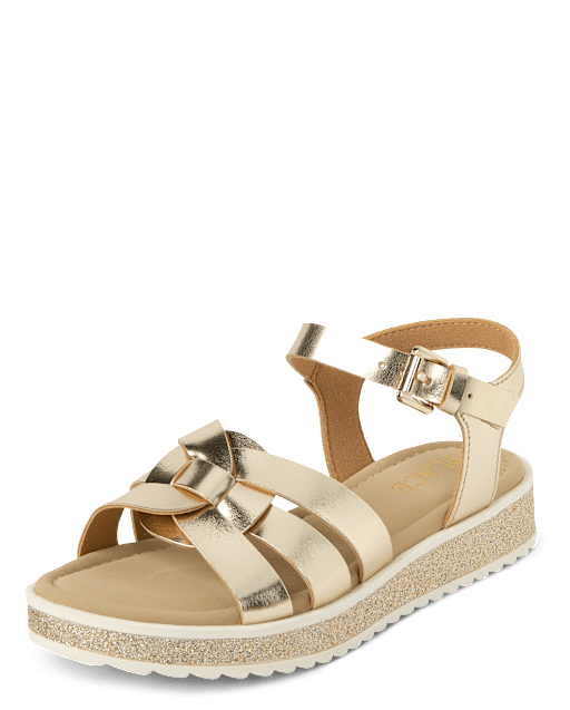 Girls Metallic Glitter Sandals