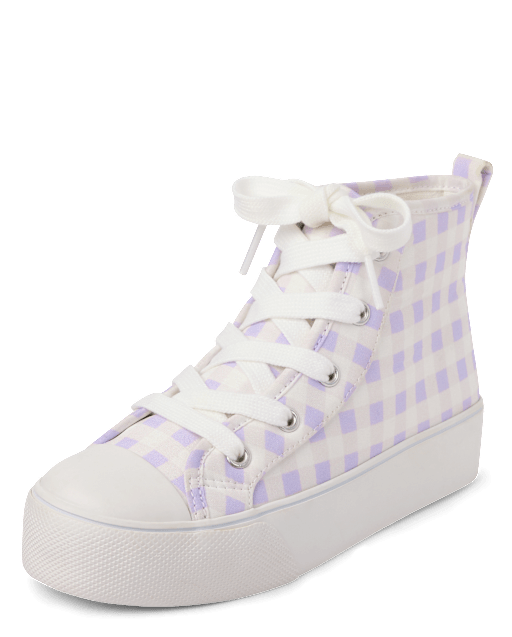 Baskets montantes à carreaux pour filles