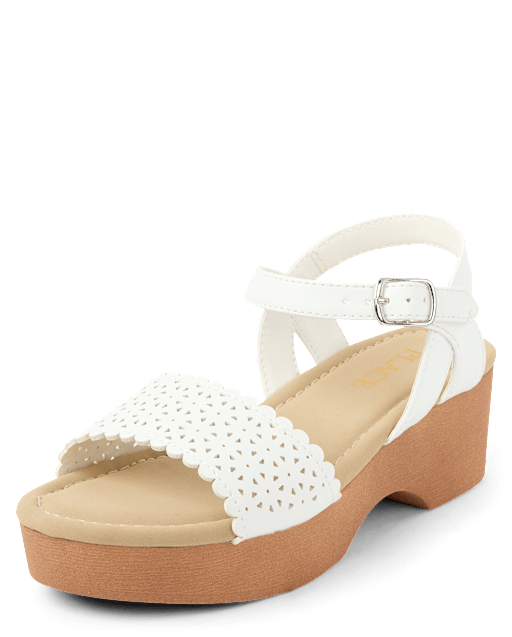 Girls Perforated Platform Clog Sandals
