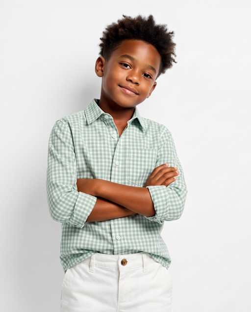 Boys Dad And Me Gingham Poplin Button Up Shirt