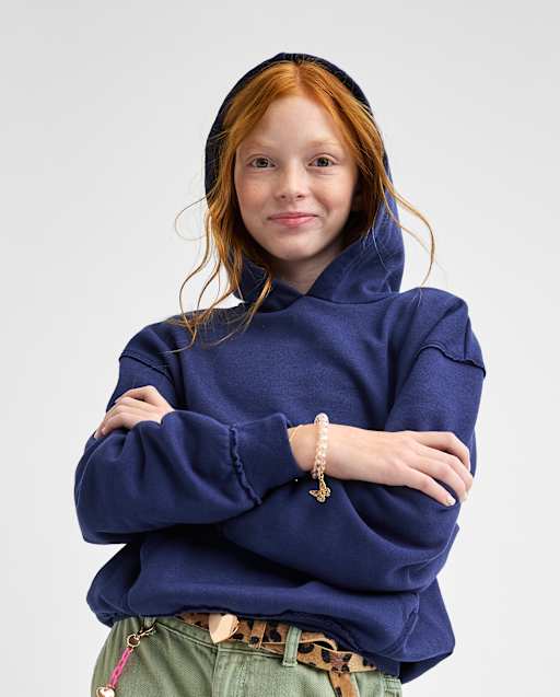 Sweat à capuche oversize en polaire premium à imprimé bouffant et nœud pour filles