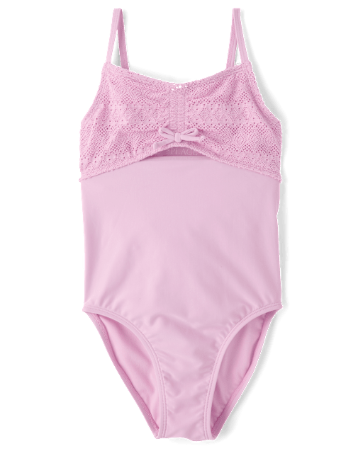 Girls Lace Cut-Out One Piece Swimsuit