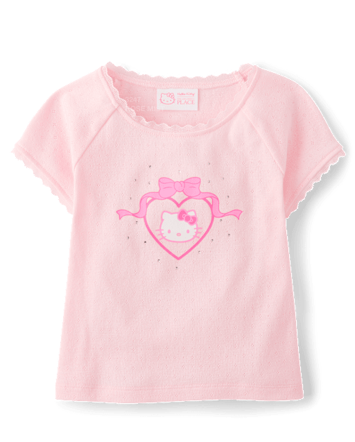Girls Hello Kitty® Rhinestone Pointelle Raglan Top
