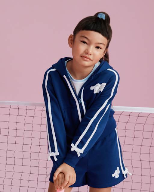 Sweat à capuche zippé en polaire premium Hello Kitty® avec nœud et rayures latérales pour filles