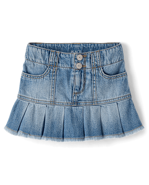 Girls Denim Pleated Skort