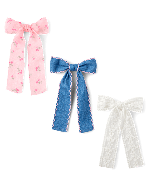 Lot de 3 pinces à cheveux à nœud floral pour filles