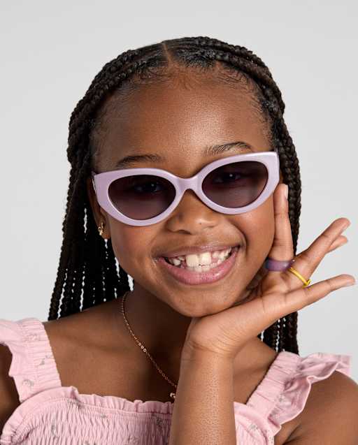 Girls Floral Aviator Sunglasses - METALLIC | The Children display picture 2