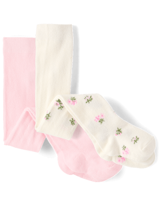 Toddler Girls Floral Pointelle Tights 2-Pack