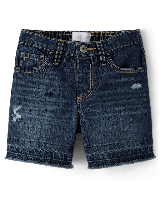 Girls Ripped Relaxed Denim Midi Shorts