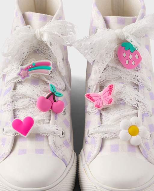 Girls Lace Shoelace & Shoe Charm 7-Piece Set