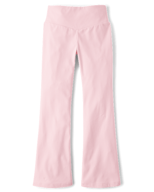 Leggings côtelés taille haute évasés pour filles