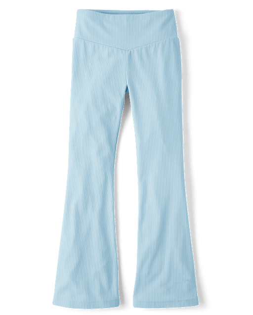 Leggings côtelés taille haute évasés pour filles