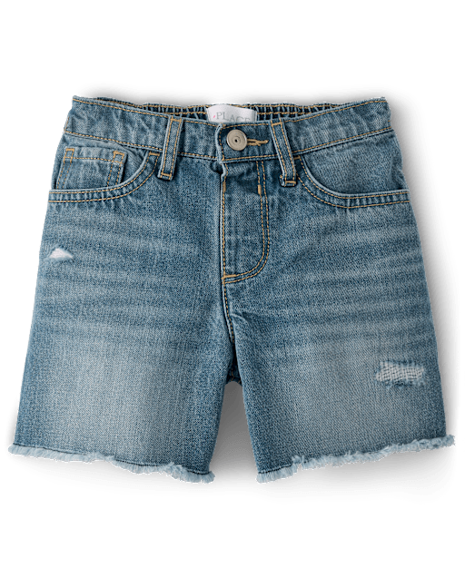 Girls Ripped Relaxed Denim Midi Shorts