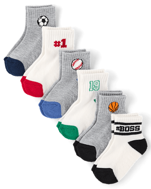 Toddler Boys Sports Cushioned Midi Socks 6-Pack