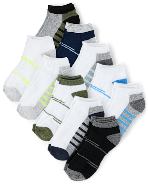 Boys Colorblock Cushioned Ankle Socks 10-Pack