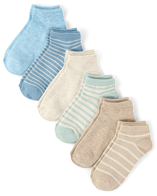 Boys Striped Ankle Socks 6-Pack