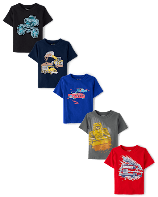 Baby And Toddler Boys Vehicle Graphic Tee 5-Pack
