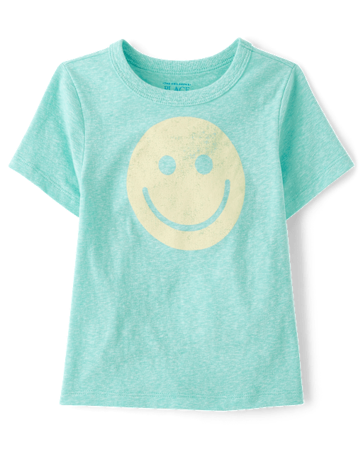 Baby And Toddler Boys Marled Happy Face Graphic Tee