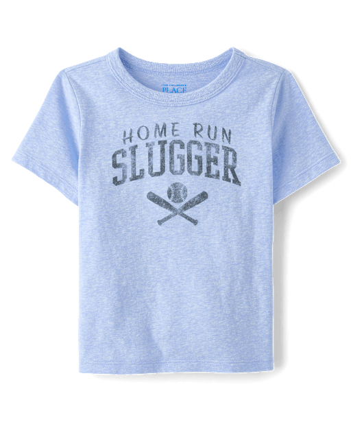 Baby And Toddler Boys Marled Home Run Slugger Baseball Graphic Tee
