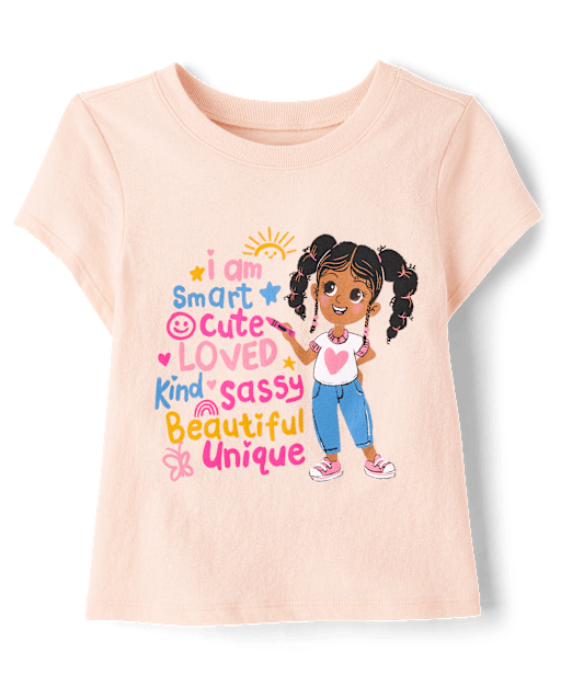 Baby And Toddler Girls Positive Words Graphic Tee
