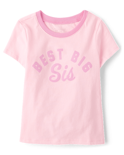 Baby And Toddler Girls Best Big Sis Graphic Ringer Tee