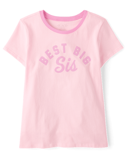 T-shirt graphique à col rond « Meilleure grande sœur » pour filles