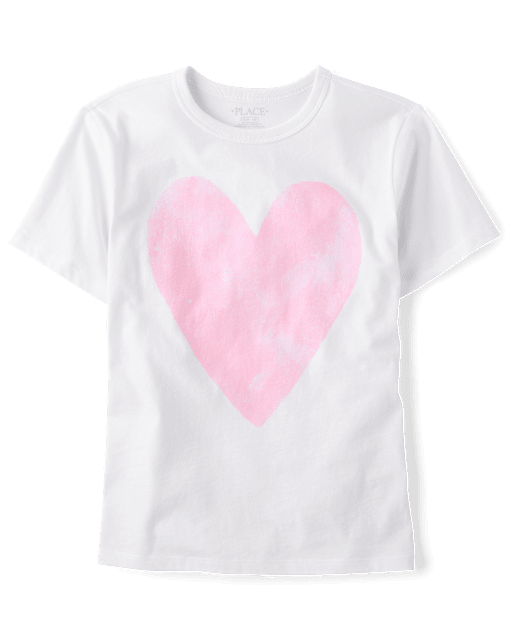 Girls Marled Heart Oversized Graphic Tee