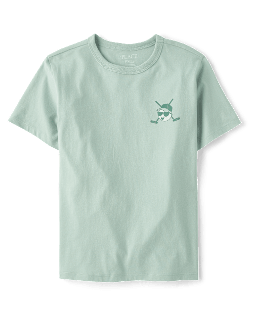 Boys Golf Tee Time Front And Back Graphic Tee
