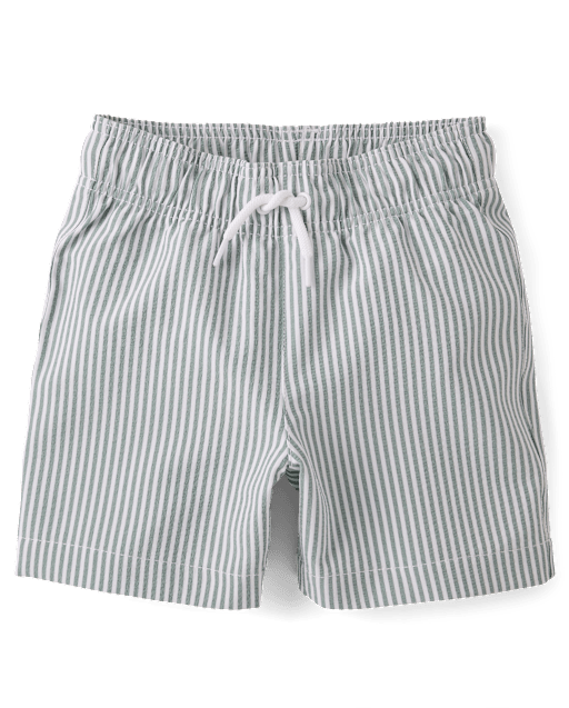 Boys Striped Seersucker Swim Trunks
