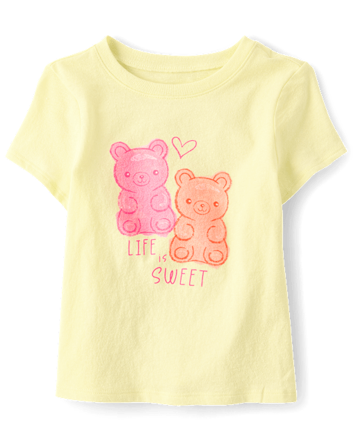 Baby And Toddler Girls Candy Bear Graphic Tee