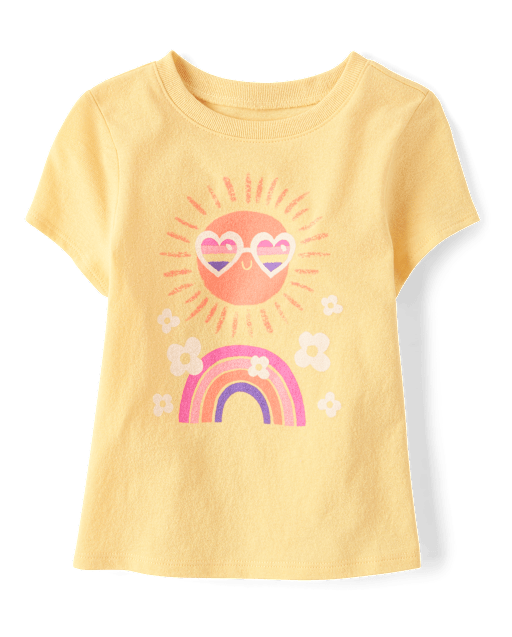 Baby And Toddler Girls Sun Rainbow Graphic Tee