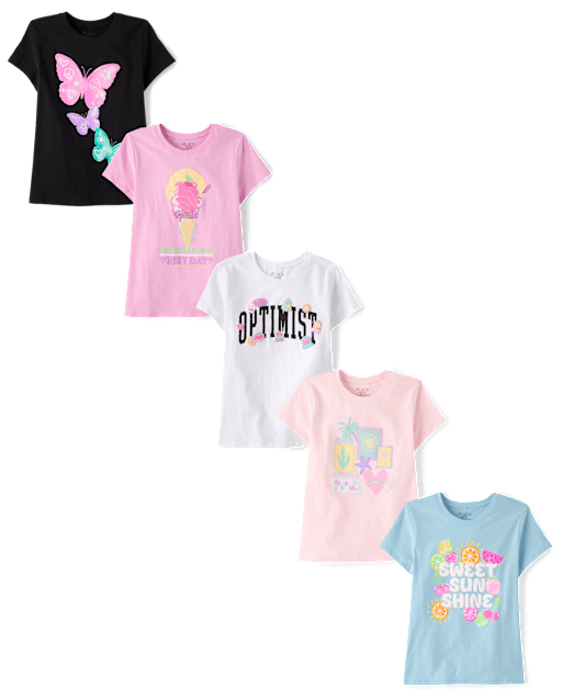 Girls Summer Graphic Tee 5-Pack