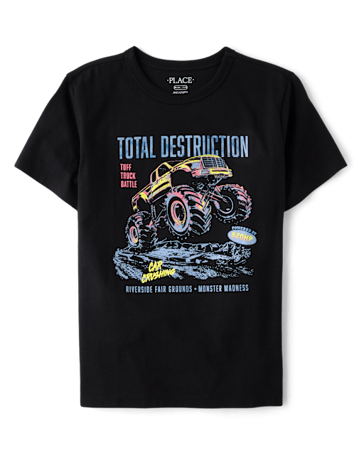 Boys Total Destruction Monster Truck Graphic Tee